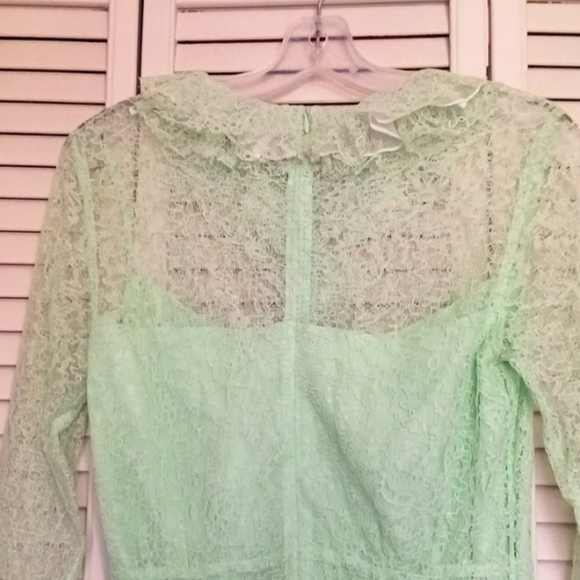SANDRO Cocqette Ruffled corded lace mini dress, Mint Green, Size 8 - Picture 8 of 16